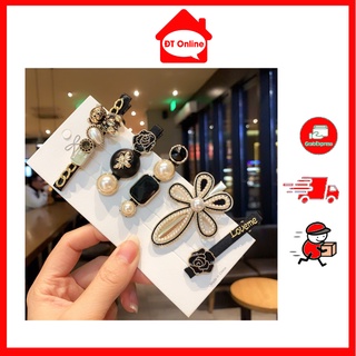 Set kẹp tóc hoa đen 5 chi tiết