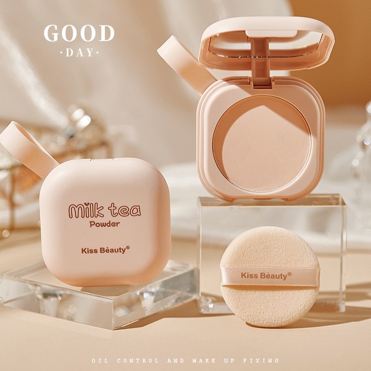 Phấn phủ kiềm dầu KISS BEAUTY, siêu che khuyết điểm mịn nhẹ tự nhiên Milk Tea Power KISS09 chính hãng nội địa Trung | BigBuy360 - bigbuy360.vn