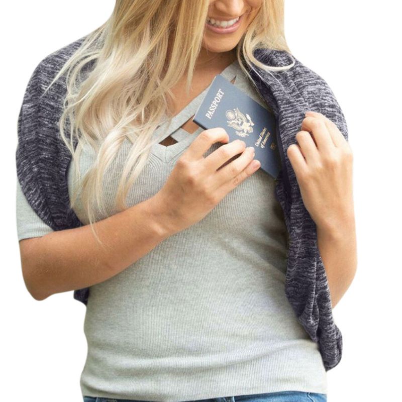 Whi Khăn Choàng Cổ Cotton Hai Lớp Ẩn Có Túi Khóa Kéo Cho Vòng Vô Cực Màu S