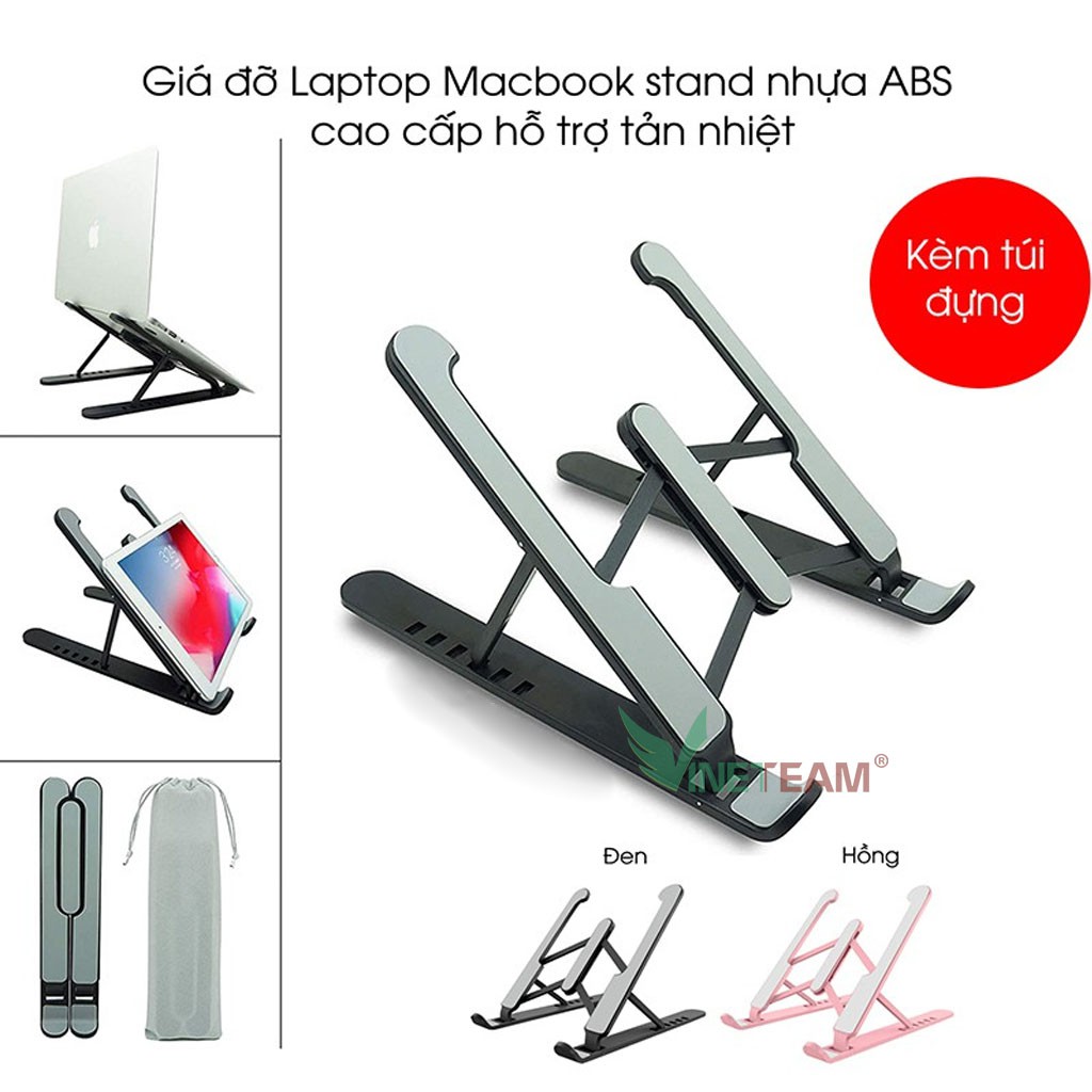 Giá đỡ Laptop Macbook stand P1 nhựa ABS hỗ trợ tản nhiệt gấp gọn chỉnh độ cao, đế tản nhiệt laptop ipad macbook -dc4453