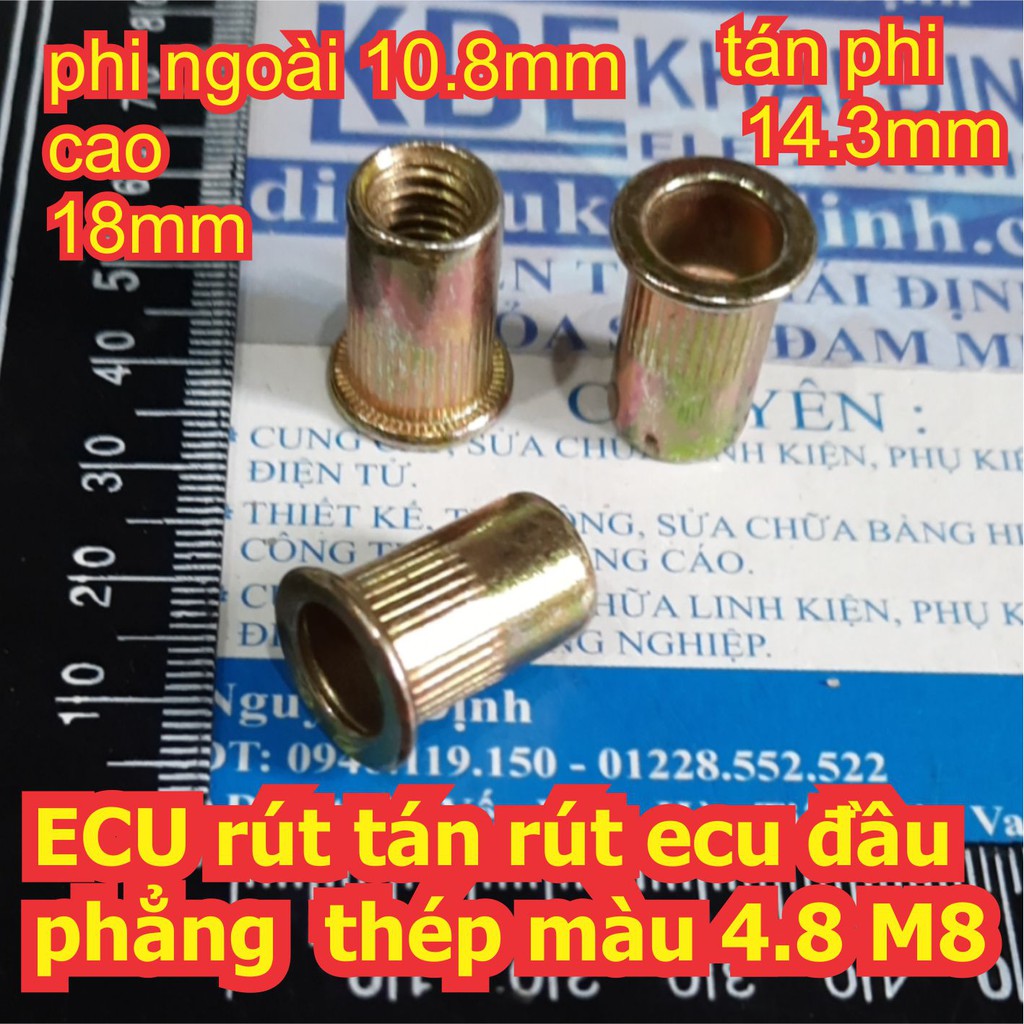 ECU rút tán rút ecu đầu phẳng thép màu 4.8 M3 M4 M5 M6 M8 kde7091