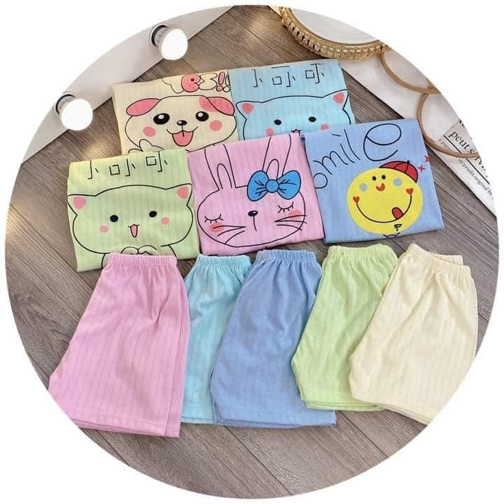 COMBO 5 bộ cotton giấy cộc tay cúc cài vai cho trẻ sơ sinh bé trai bé gái M&B