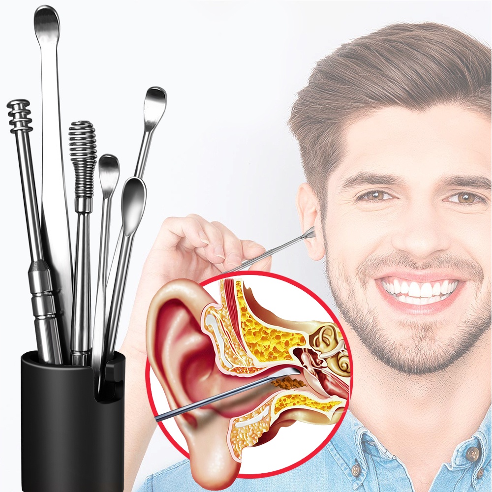 Bộ 7 Dụng Cụ Lấy Ráy Tai Bằng Thép Không Gỉ Tiện Dụng