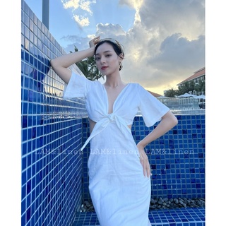 Đầm Cut out khoét eo cá tính sexy Linen