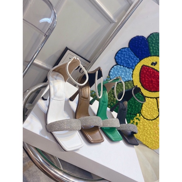 Sandal quai xoàn bít gót khoá kéo gót cao 7 phân - Came Store