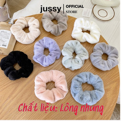 Dây Cột Tóc Scrunchies Chất Len Nhung Mềm Mịn Dây Buộc Tóc Jussy Fashion Thiết Kế 1 Màu Trơn Đơn Giản Dễ Thương [1 SỢI]