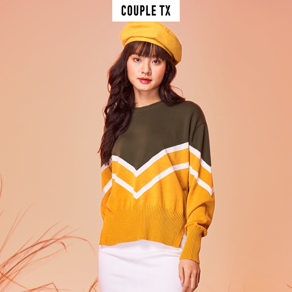 Áo Len Nữ Phối Màu Zigzag Couple TX WOS 2001