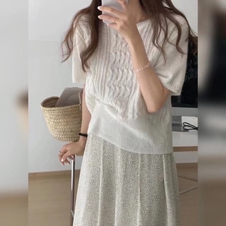 Áo len vặn thừng cộc tay 21806 CHERRYCOCO