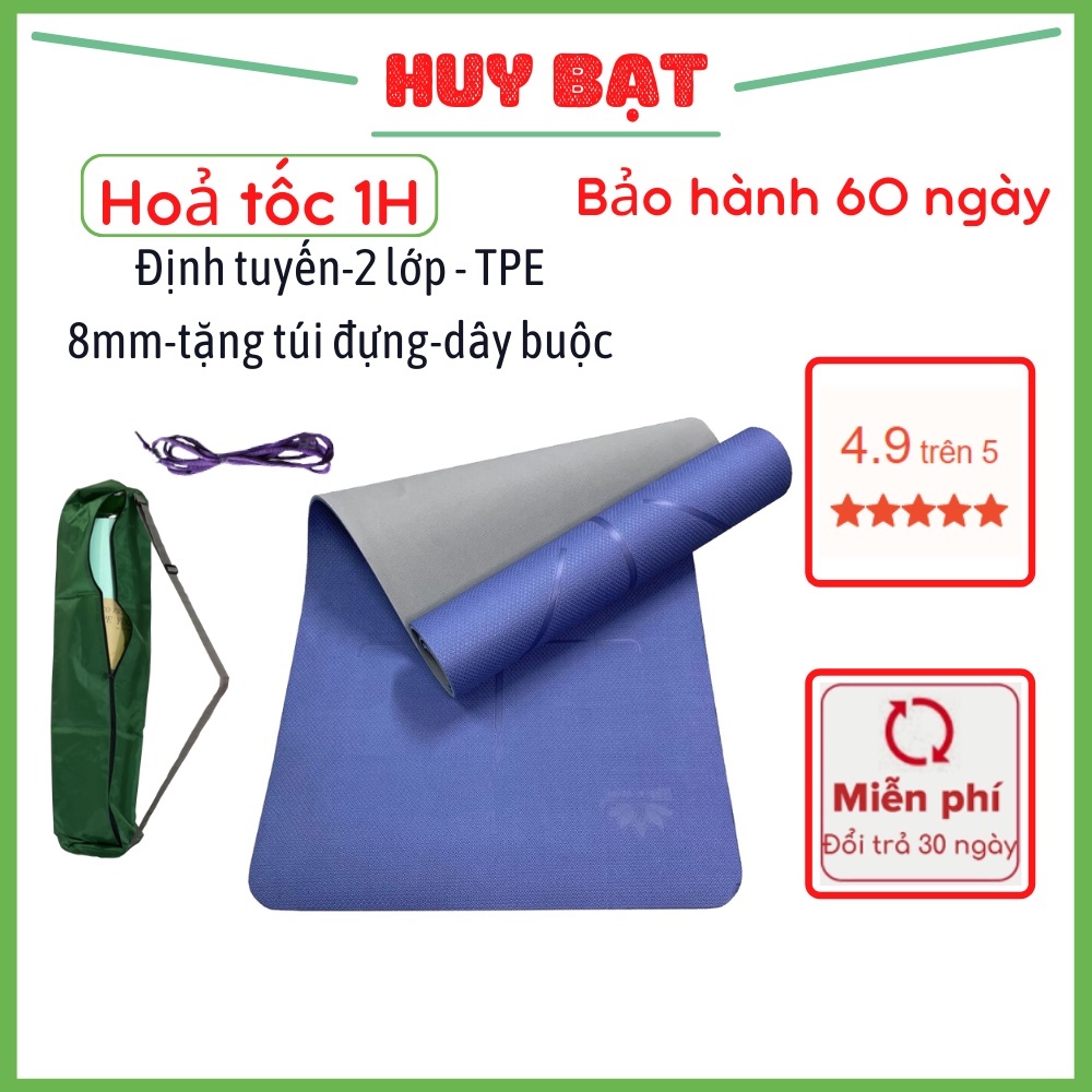 Thảm Tập Yoga Zera Mat 2 Lớp Định Tuyến 8mm Chất Liệu Tpe An Toàn Cho Da Thiết Kế Bám Sàn Chống Trơn