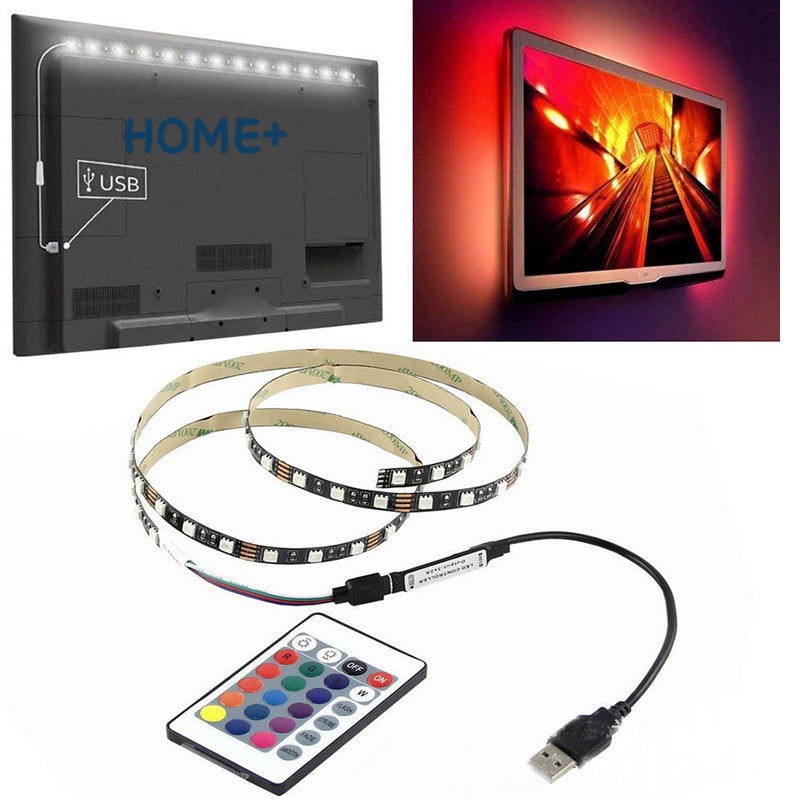 5050 USB Mood Light RGB Multi Color LED Strip Light TV Backlight 24 Keys Remote Control @vn