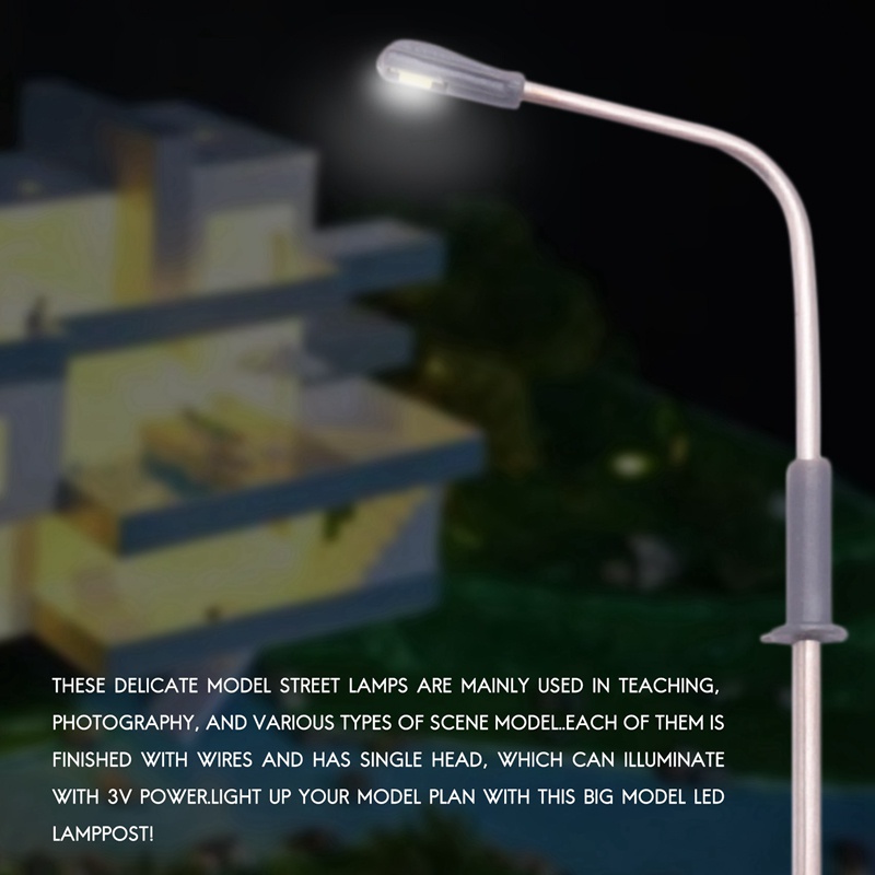 10 chiếc Mô hình Đèn đường LED Chiếu sáng một đầu Bố cục Tàu hỏa Cảnh quan 1 ' 100