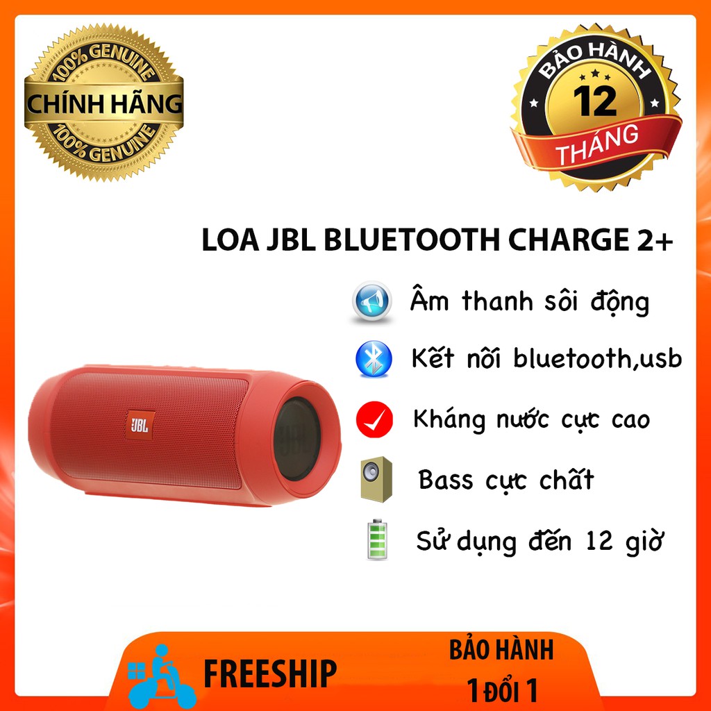 Loa bluetooth JBL charge 2+ kết nối được 3 thiết bị cùng lúc chống nước đỉnh cao