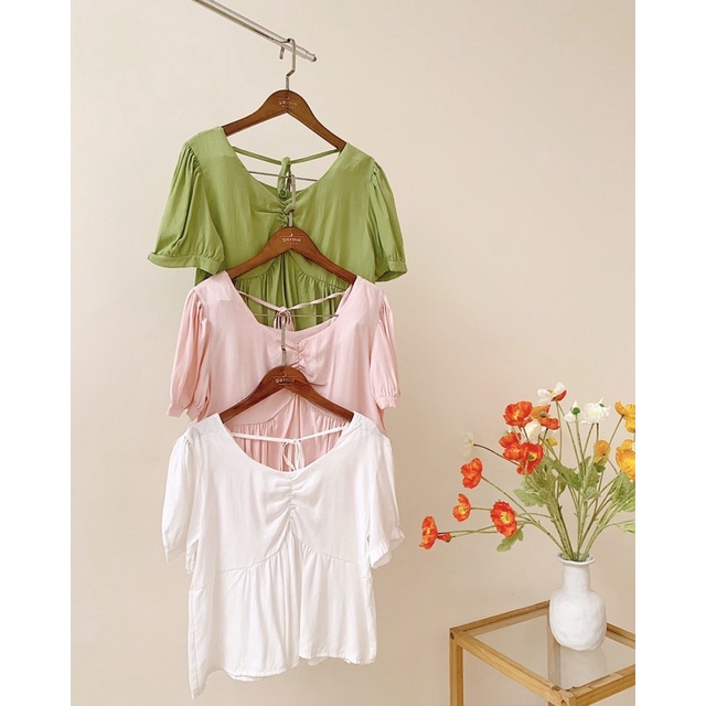Áo sơ mi nhún ngực buộc dây lưng 65a16 by germe