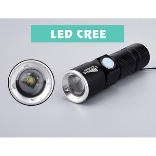 Đèn pin LED mini Zoom sạc USB (hộp nhựa)