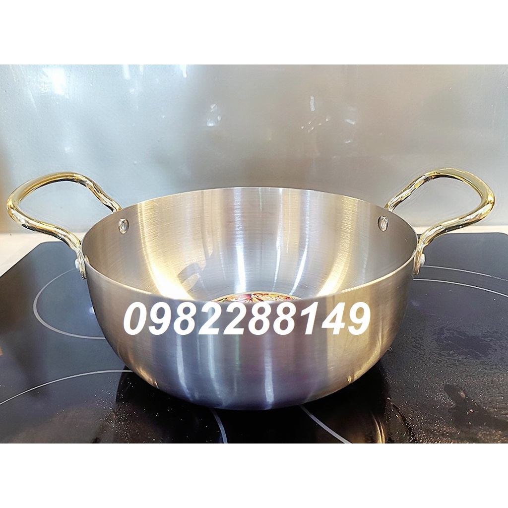 NỒI LẨU HÀN QUỐC QUAI MẠ VÀNG NHIỀU KÍCH THƯỚC.