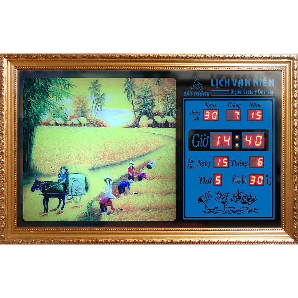 Đồng hồ Lịch Vạn Niên - Đồng Quê 55444 (KT 55x35x7cm)_Có 2 Loại (Không Remote và Có Remote)