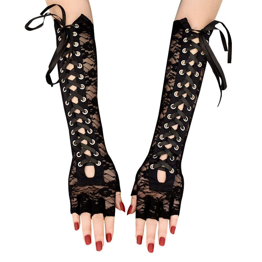 1 Đôi Găng Tay Ren Dài Phong Cách Gothic Thời Trang Dùng Để Hóa Trang