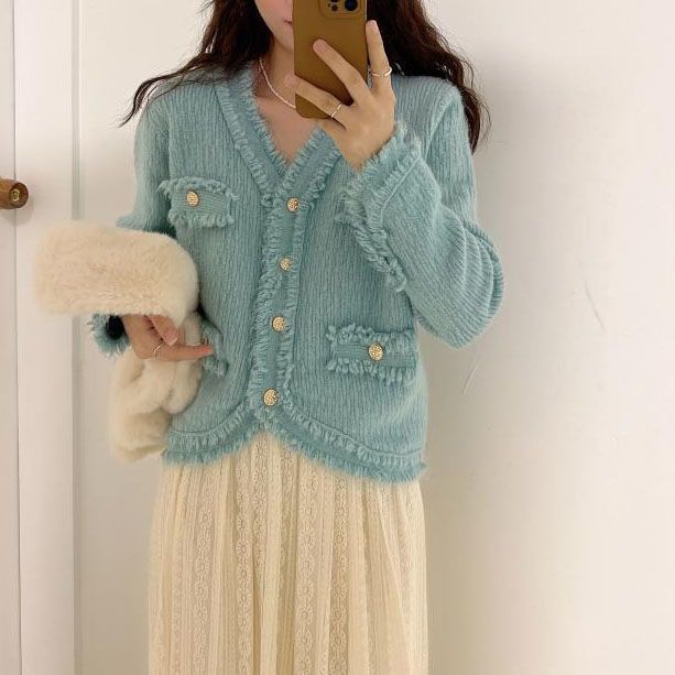 COZOK Áo Khoác Cardigan Dệt Kim Tay Dài Thiết Kế Đơn Giản Hợp Thời Trang