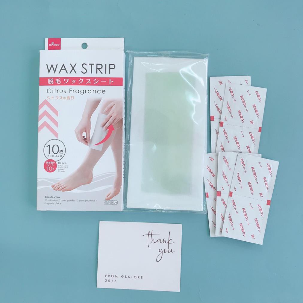 (Hộp 10 chiếc, Hàng Nhật nội địa)  Miếng dán loại bỏ lông tay, chân, đùi , nách , vùng kín Wax Strip Nhật Bản 10 miếng