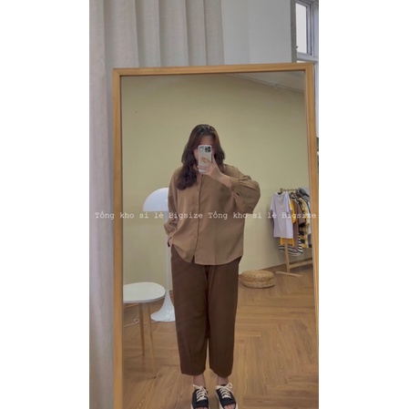 Áo sơ mi tay đèn lồng kèm ảnh thật Bigsize freesize rộng 130cm