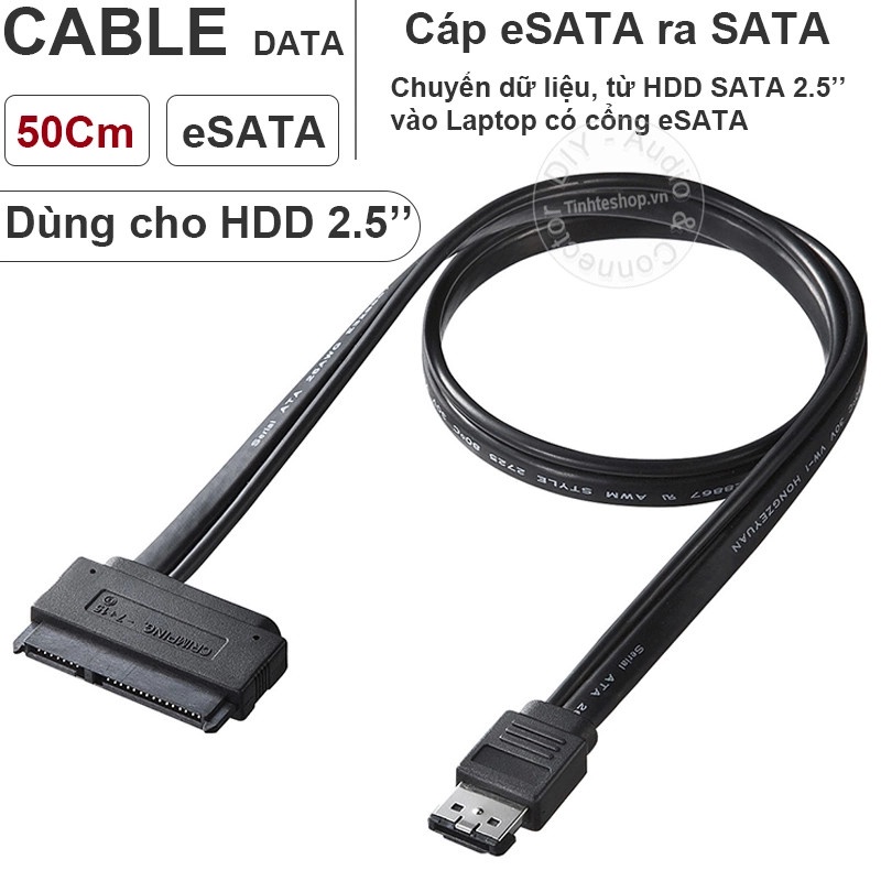 Cáp eSATAp combo sang Sata 22pin dài 0.5M UGREEN 10646 - Hàng chính hãng màu đen