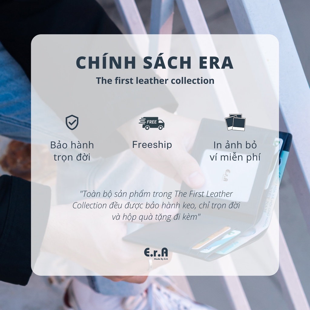 [Full Box] Ví Da Bò Nam Đứng, chất da Saffiano 100%, cầm tay nhỏ gọn ERA Classsic Dọc