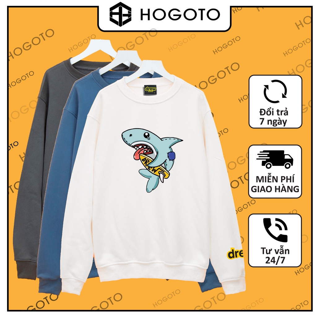 ✒✠✶Áo nỉ Sweater Drew CÁ MẬP Hogoto shop , nam nữ nỉ bông cotton *