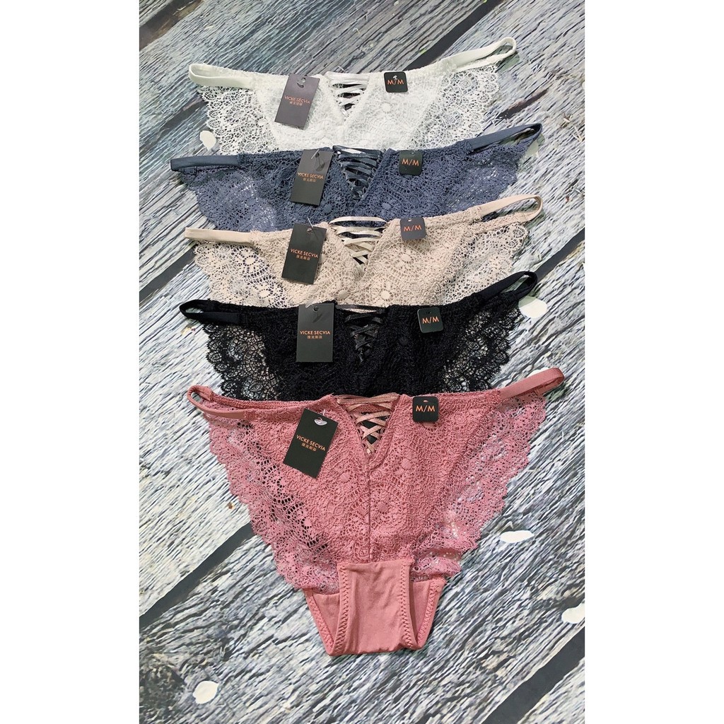 Quần lót Vicky ren dây hông, đan trước hàng cao cấp