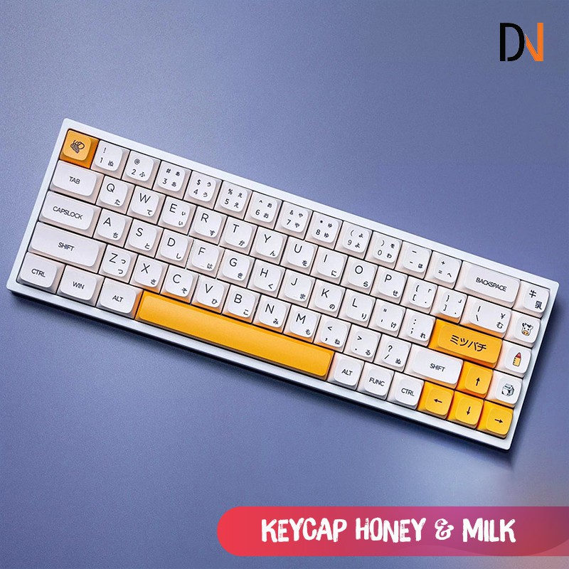 Keycaps Honey & Milk Song Ngữ - Thick PBT - XDA profile - 137Key Tặng Kèm Keypuller : Cân Mọi Layout