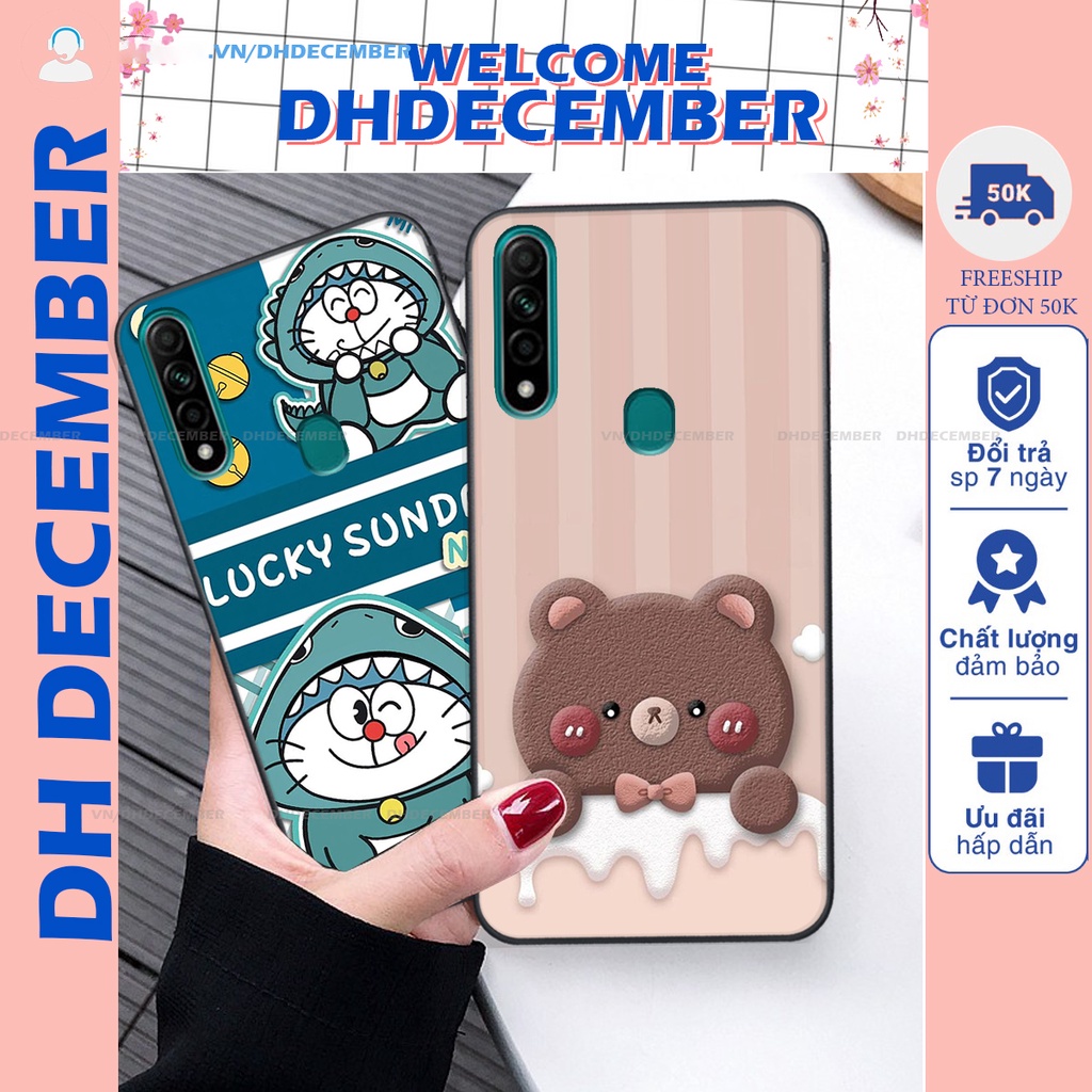 Ốp lưng Oppo A31 2020 in hình gấu K@ws, gấu nâu, dor@emon RẺ- ĐẸP- BỀN