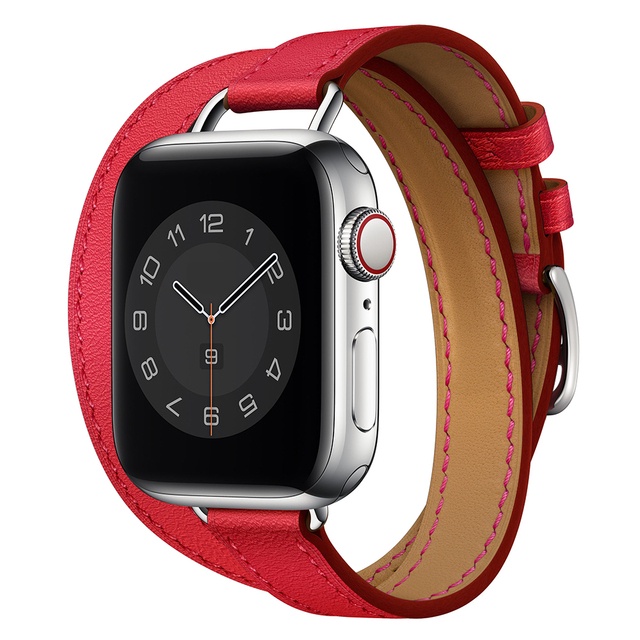 Dây Đeo Bằng Da Thật Hai Lớp Cho Đồng Hồ Thông Minh Apple Watch Series 7/6/SE/5/4/3/2/1