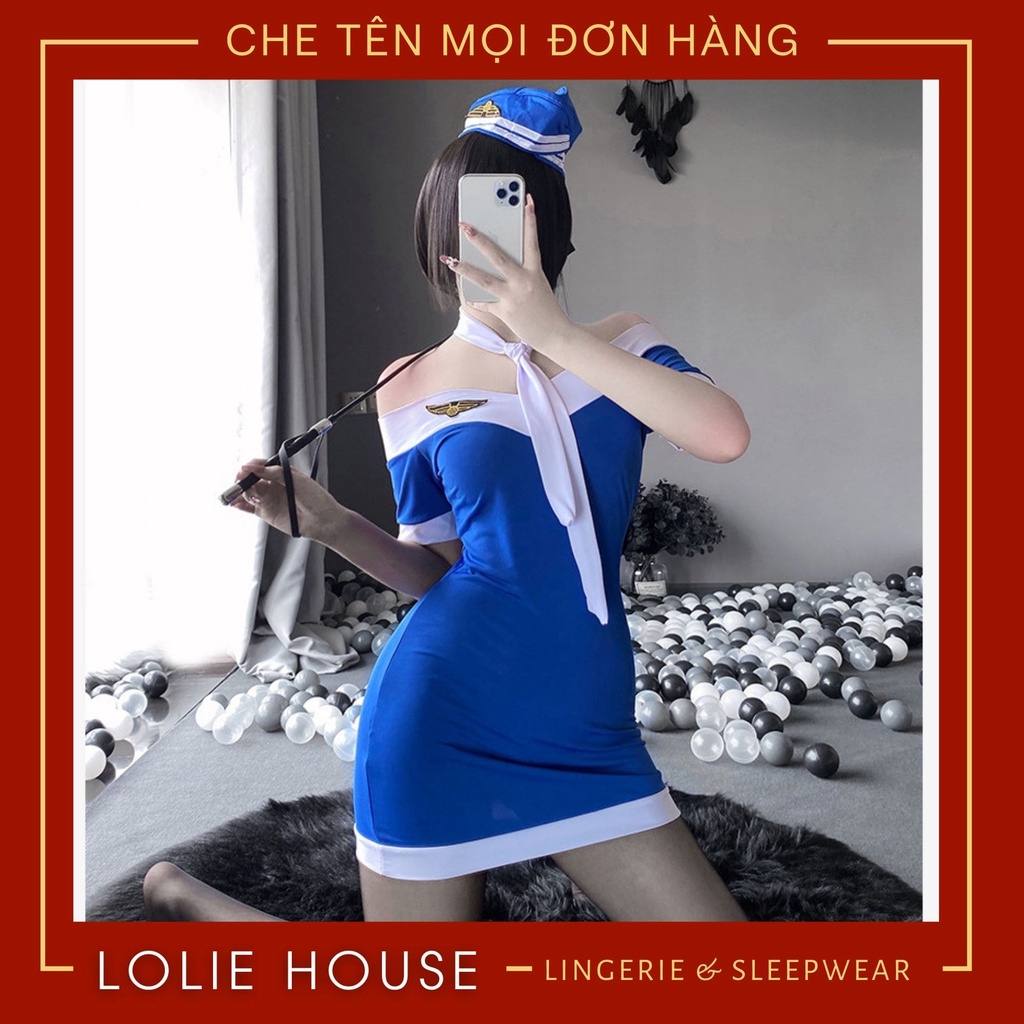 Cosplay tiếp viên hàng không sexy dáng váy đầm ngủ body cosplay cơ trưởng LOLIE HOUSE - CP48 | WebRaoVat - webraovat.net.vn