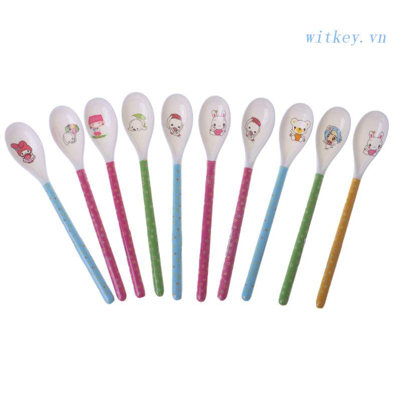 Muỗng Ăn Dặm Tay Cầm Dài Họa Tiết Hoạt Hình Dễ Thương Cho Bé Sơ Sinh