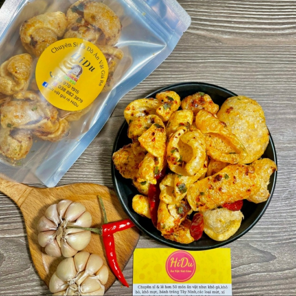 [Mã 1511FMCGSALE giảm 8% đơn 500K] Da heo mắm hành chiên giòn tỏi ớt siêu ngon thái lan