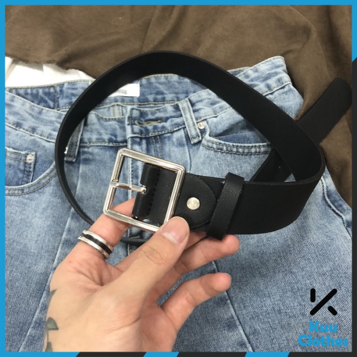 Thắt lưng dây nịt nam nữ bản to Side Belt mặt vuông phong cách Hàn Quốc - Thắt Lưng Side Belt