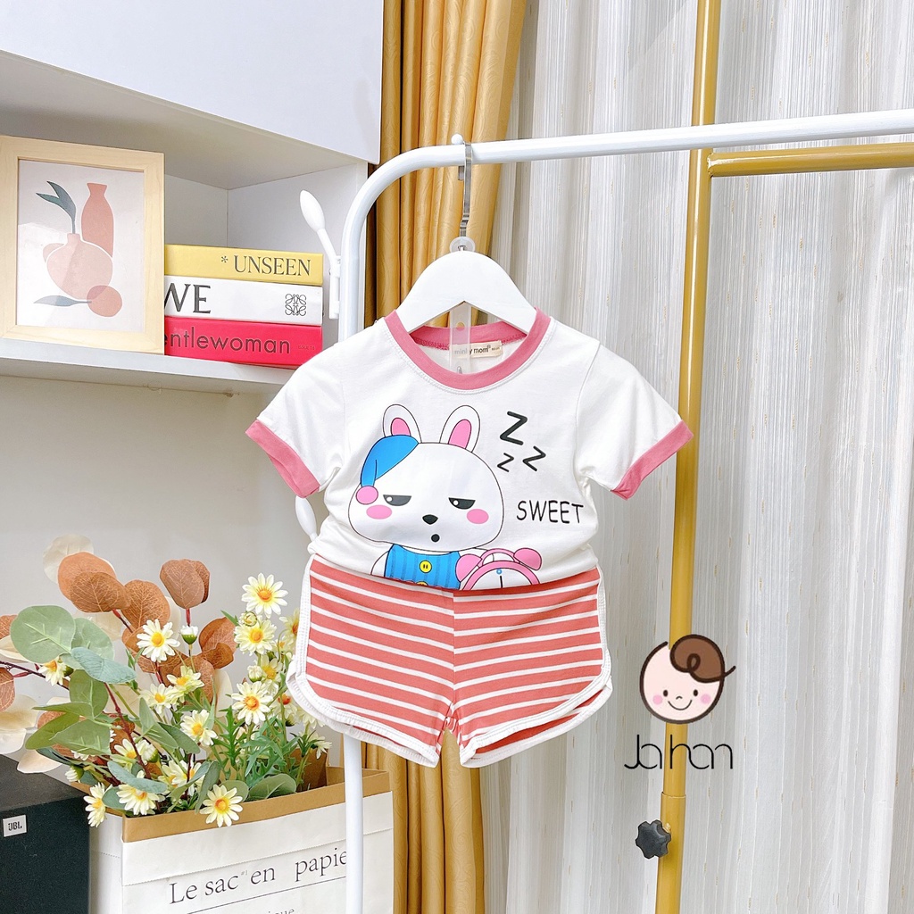 [SALE] Bộ Quần Áo Bé Gái, Bé Trai Minky Mom Vải Thun Lạnh Cá Mập Quần Kẻ, Bộ Cộc Tay Cho Bé Mặc Nhà MKM2243