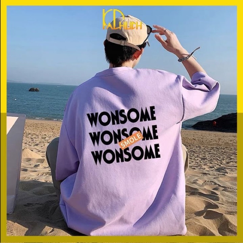 Áo thun tay lỡ nam nữ WONSOME, hàng cotton dày dặn bao đep