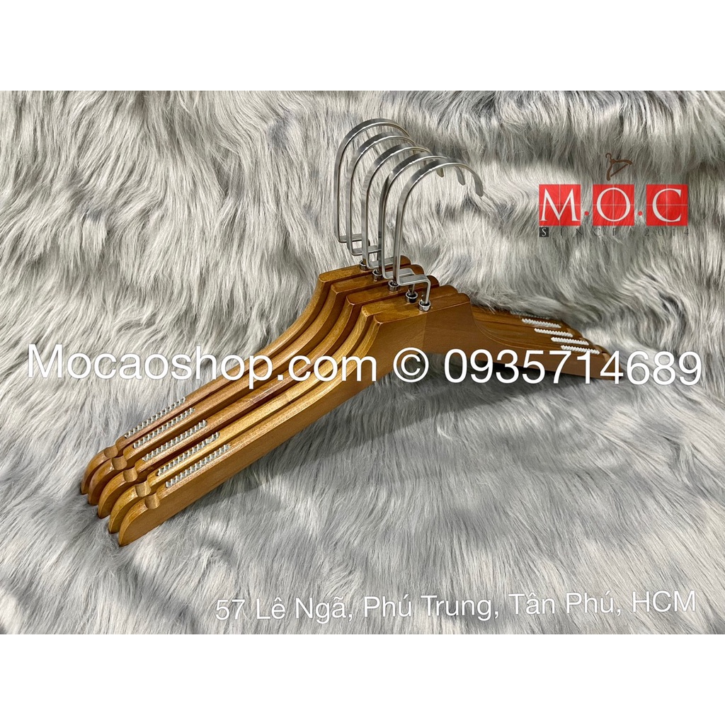 1 Móc gỗ treo quần áo, móc gỗ nâu cao cấp