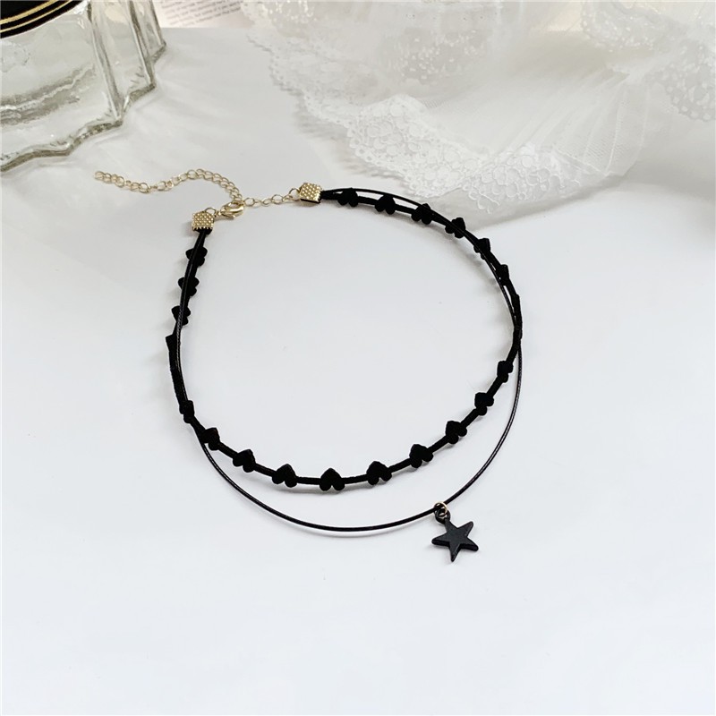 Vòng cổ chocker hai hàng họa tiết hình ngôi sao và trái tim MS185