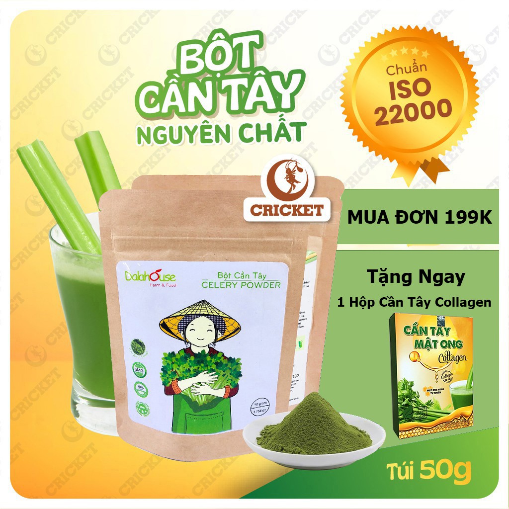 Bột cần tây nguyên chất Dalahouse (túi 50g) giúp giảm cân, làm đẹp da, trắng da, detox, cung cấp chất xơ