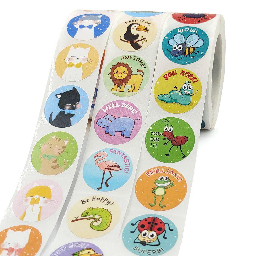 NARCISSUS 500 PCS/Roll For Kids Children Teacher Reward Stickers|Kindergarten School Stationery Labels Animals Decor Labels Study Supplies Students Games Gifts Accessories Self-Adhesive