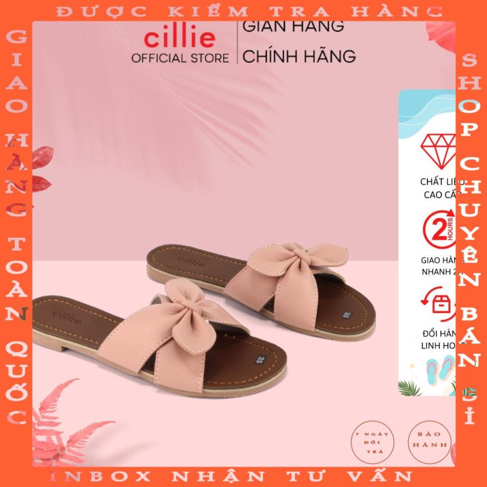Giày dép nữ đế bệt đi biển quai chéo đính nơ dễ thương thời trang mang đi biển đi dạo văn phòng Cillie