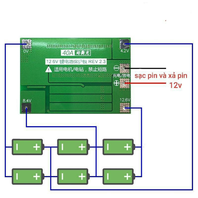 Mạch 3S 12,6V - 40A Auto Recovery, sạc và bảo vệ pin Li-ion 3.7V.