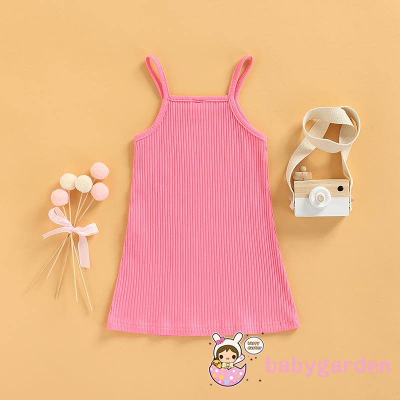 Đầm Hai Dây Dáng Chữ A In Chữ Thời Trang Mùa Hè Cho Bé Gái 1-6 Tuổi