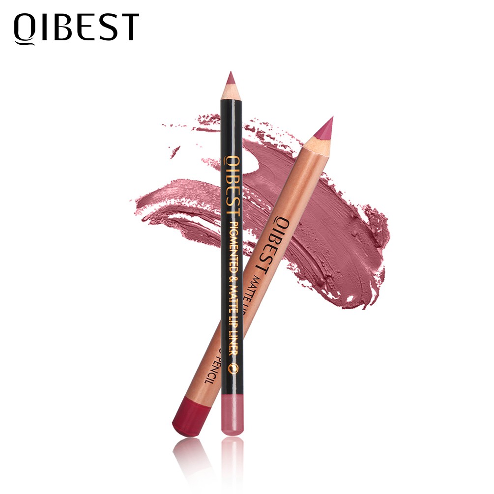 Set chì kẻ viền môi và son môi dạng bút Qibest giữ ẩm cao cấp gồm 15 màu sắc 20g | BigBuy360 - bigbuy360.vn