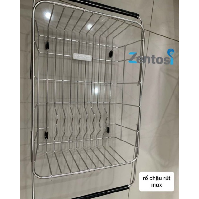 Rổ rút inox 304 đặt trong chậu rửa bát