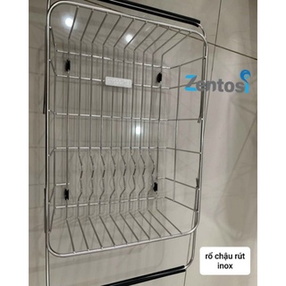 Rổ rút inox 304 đặt trong chậu rửa bát