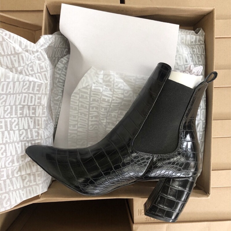 Ankle boots da cao cổ vân cá sấu Steve M