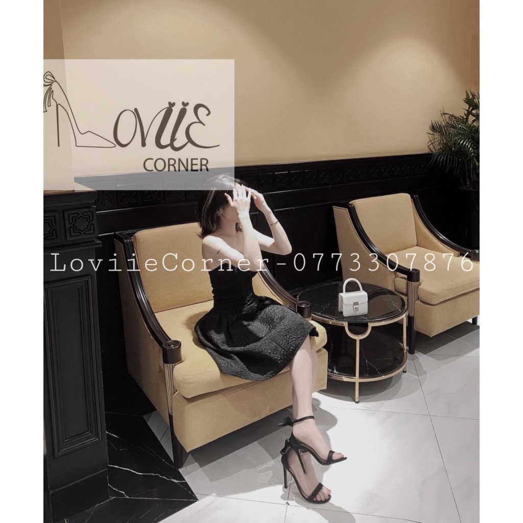 GIÀY CAO GÓT NỮ LOVIIECORNER CHẤT LỤA - SANDAL GÓT NHỌN 9 PHÂN QUAI MẢNH NƠ LỤA G191262 G220634