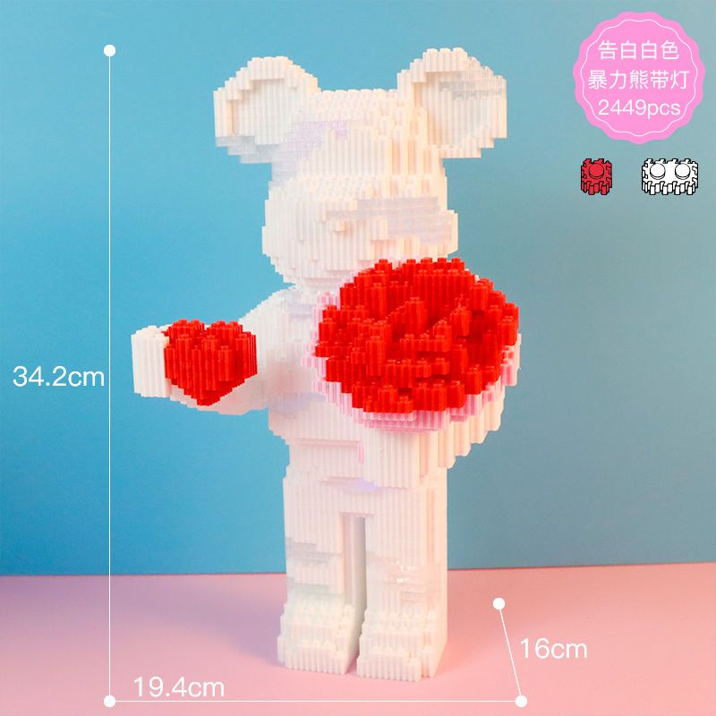 Đồ chơi lắp ráp Mô Hình Gấu Bearbrick  cỡ lớn Hàng Đẹp 34cm gấu ôm hoa cầu hôn mẫu siêu hot có đèn led